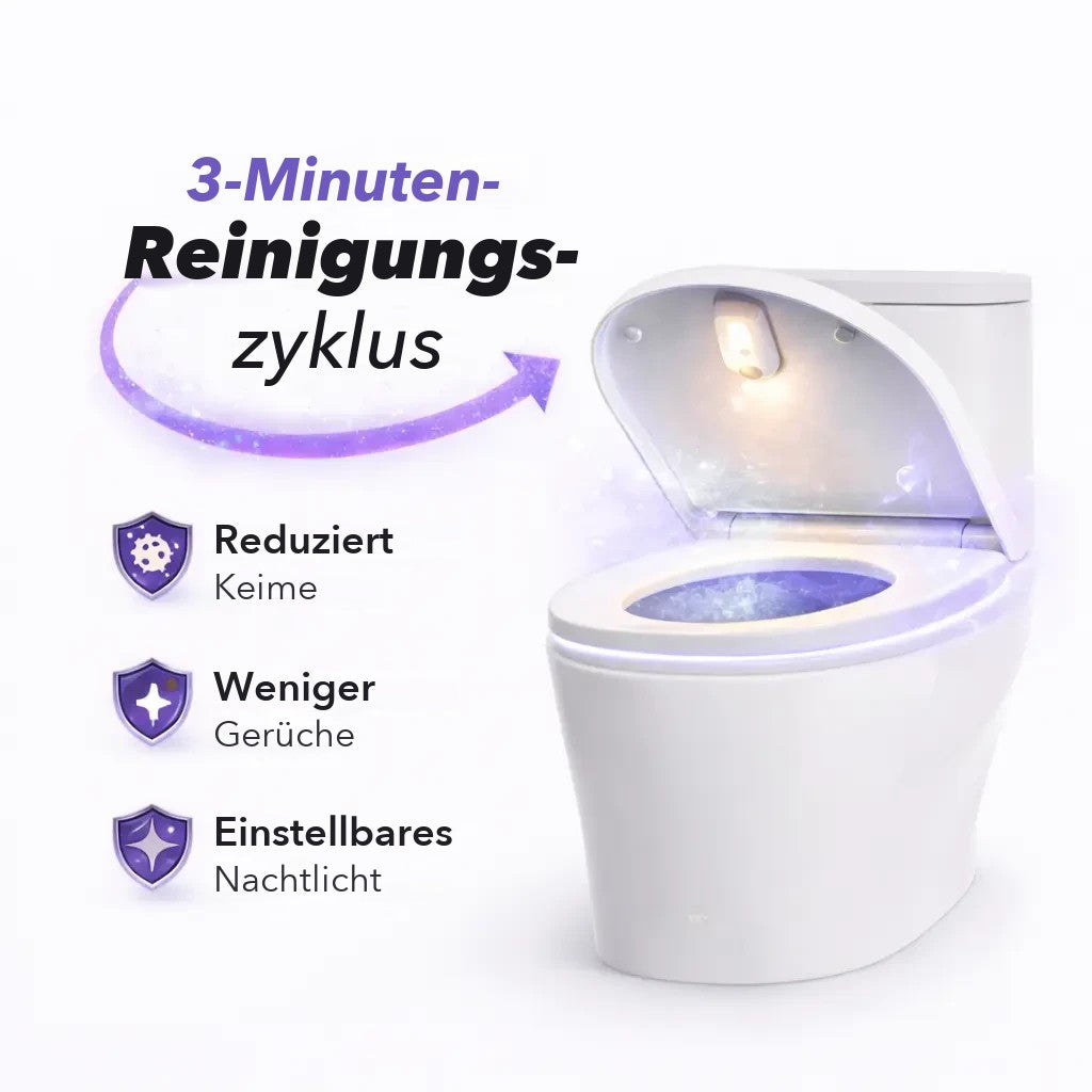 3-Minuten-Reinigungszyklus mit UV-C-Licht und einstellbarem Nachtlicht